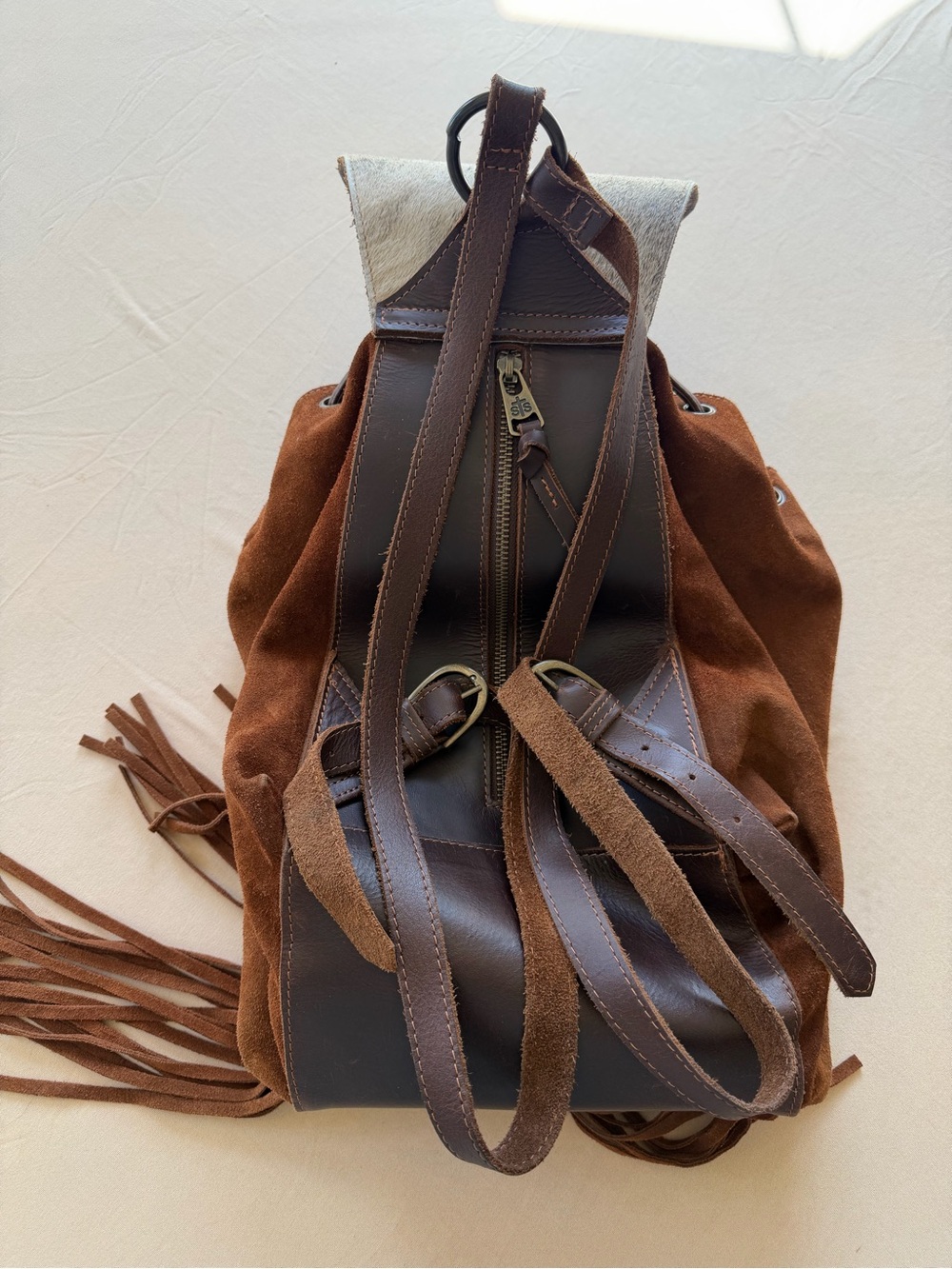 STS Fringed Suede Backpack with Cowhide Panel - Picture 3 of 4